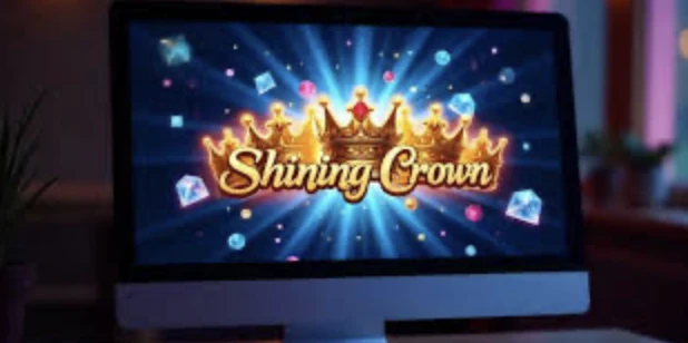 jocul shining crown online pe un ecran