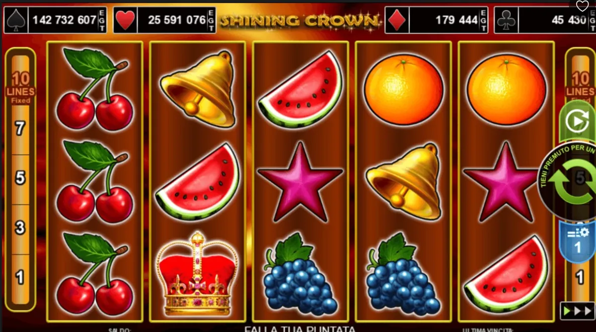 Shining Crown jackpot cards – bara cu treflă, caro, cupă și pică